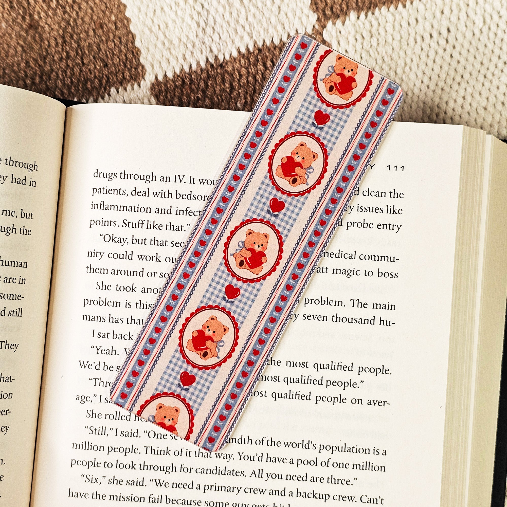 Gingham Teddy Bear Bookmark