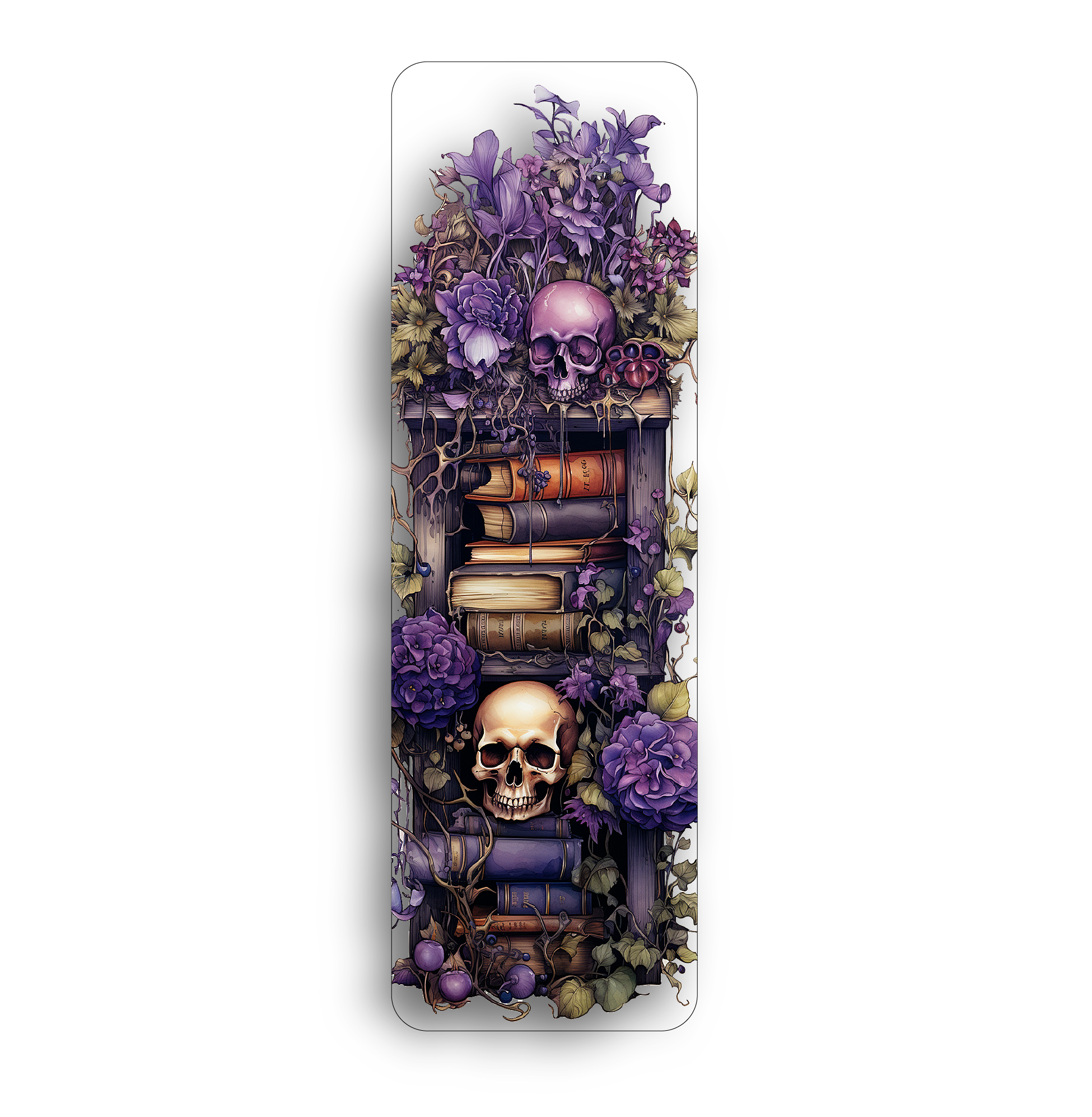 Skull Bookshelf Clear Bookmark