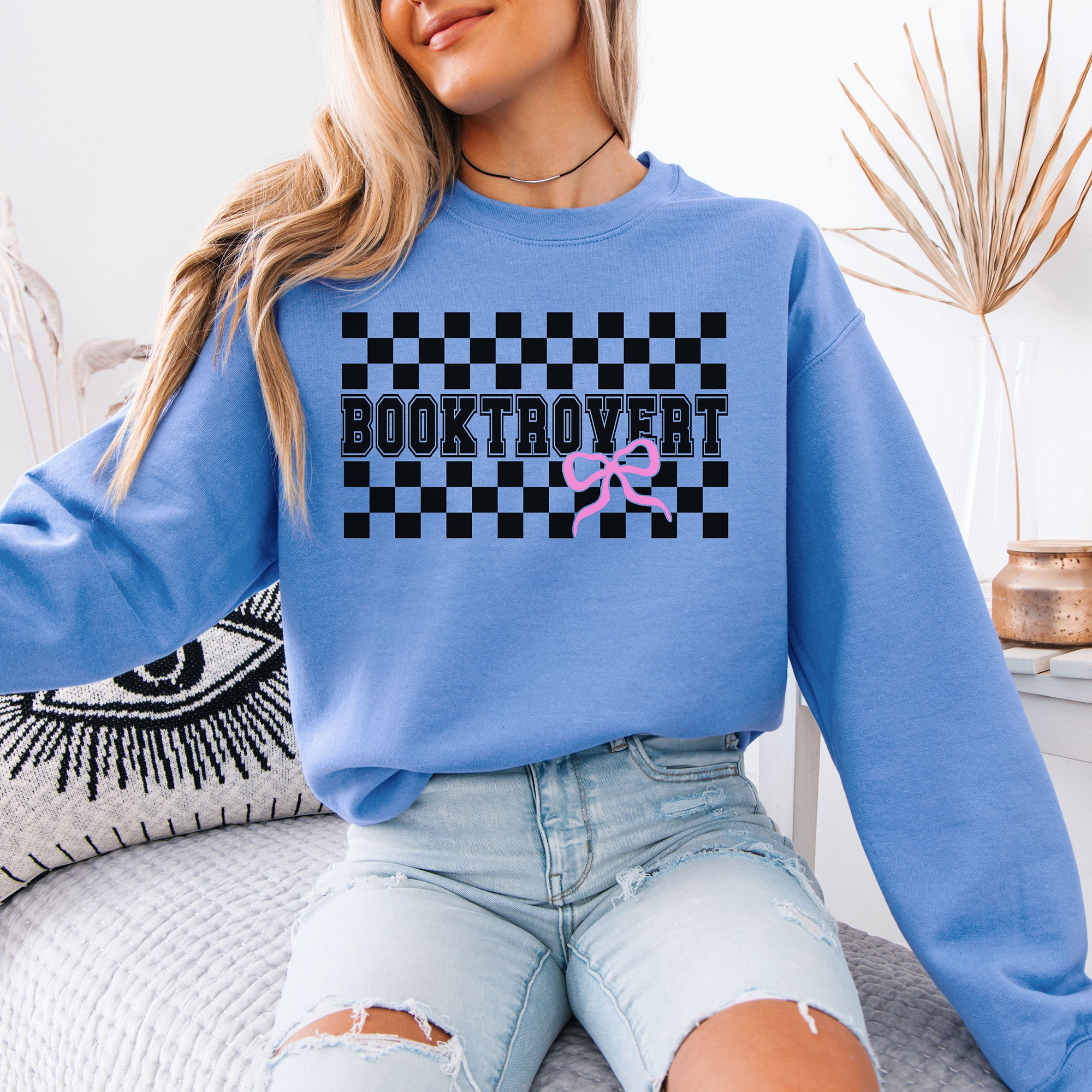 Booktrovert Bow - Crew Neck Sweatshirt