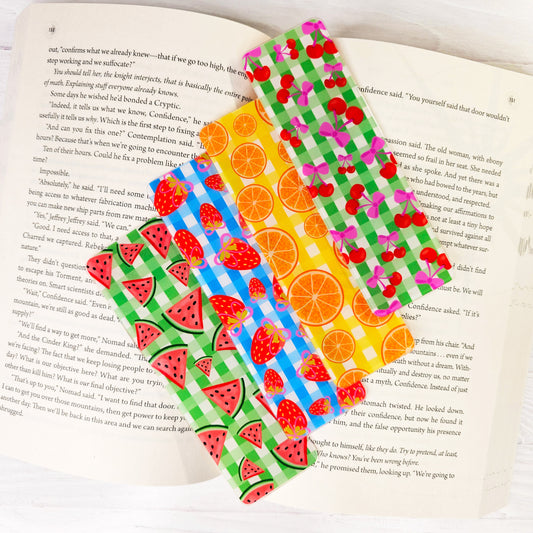 Gingham Fruit Bookmarks