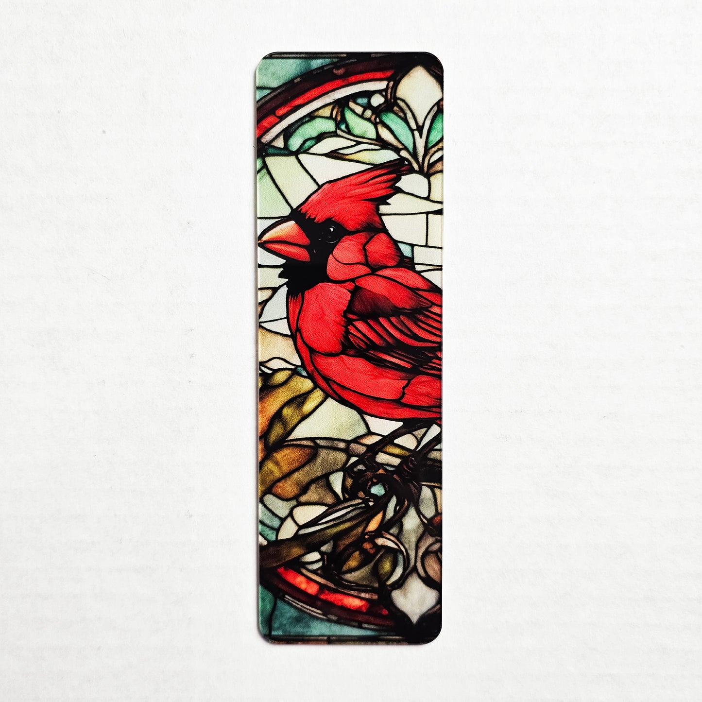 Stained Glass Cardinal Bookmark