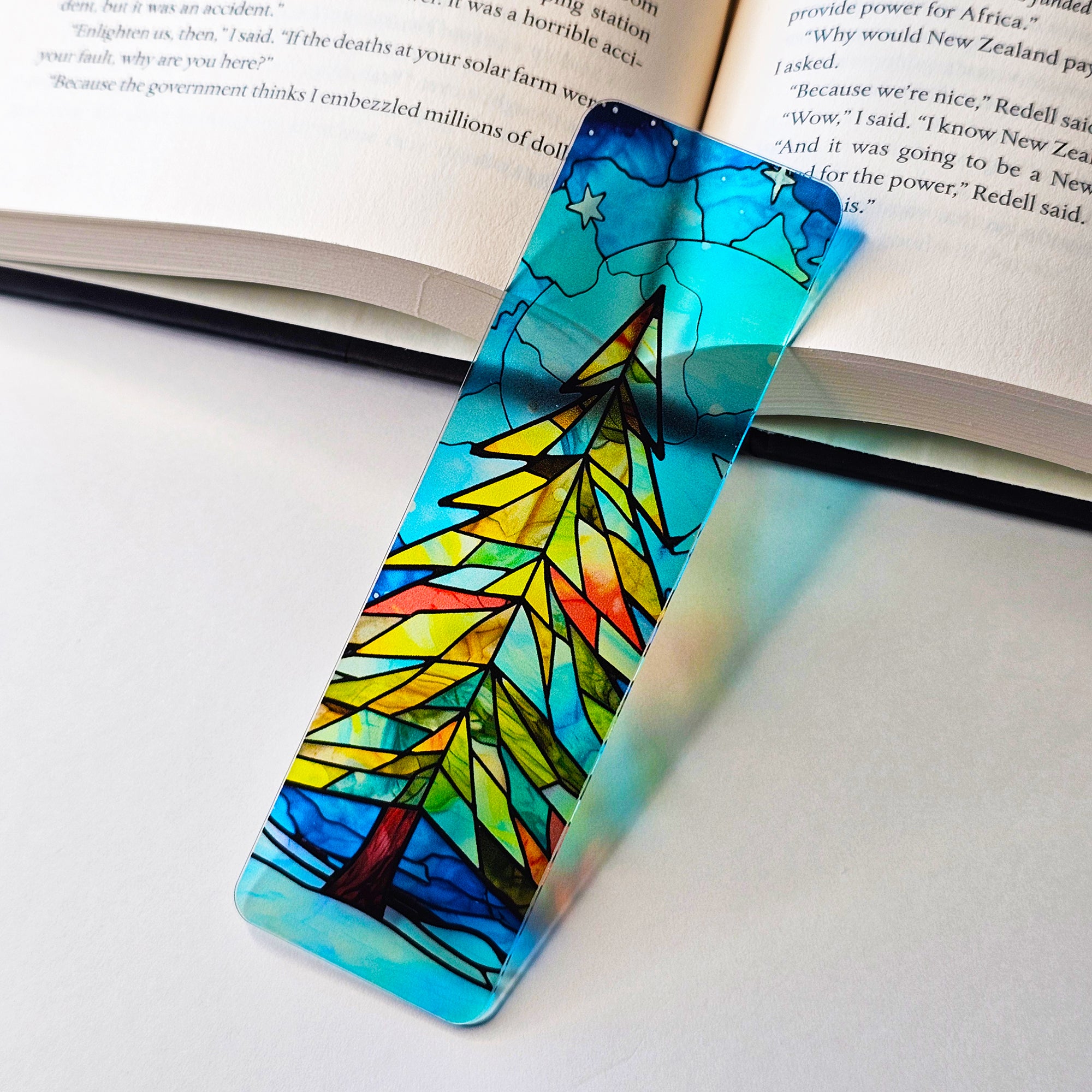 Stained Glass Christmas Tree Translucent Bookmark