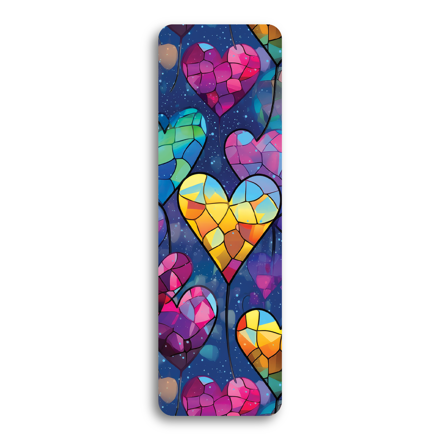 Stained Glass Hearts Translucent Bookmark