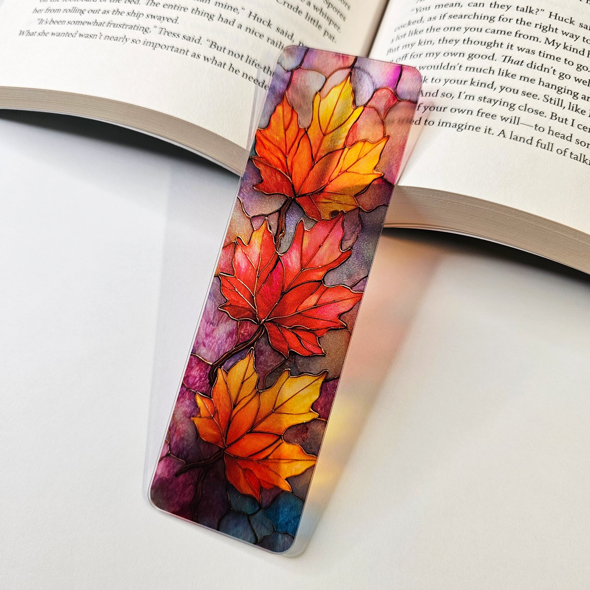 Stained Glass Leaves Translucent Bookmark