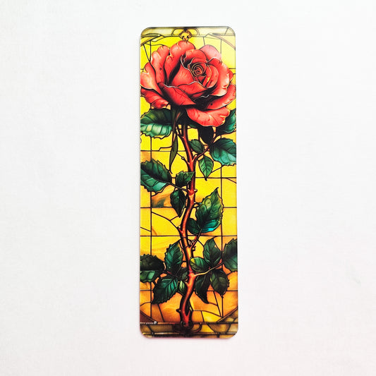 Stained Glass Rose Translucent Bookmark