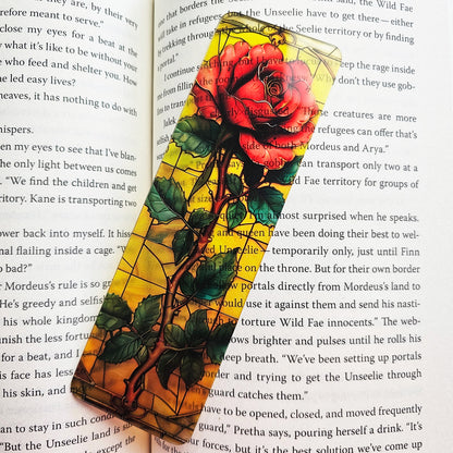 Stained Glass Rose Translucent Bookmark